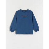 Reserved oversize majica z dolgimi rokavi z napisi - zelena Cene
