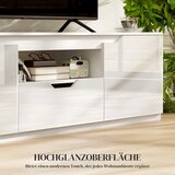  Niski TV ormarić visoki sjaj za TV do 65 3 pretinca ladica 160 x 38 x 43 cm bijela | shoptok.hr