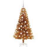 vidaXL Božično drevo med 150 LED z stojalom Zlata 120 cm PET | Shoptok.si
