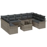 vidaXL set vrtnih sofa od 10 dijelova s jastučićima sivi poli ratan, dvosed vrtna sofa sa skladištem i jastučićima sivi poli ratan Cijene