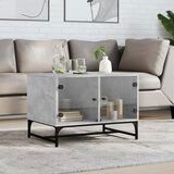  The Living Store Klubska mizica s steklenimi vrati betonsko siva 68,5x50x50 cm - Klubska Mizica, (21448258) Cene
