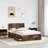  Krevetna konstrukcija s ladicama Dimljeni Hrast 120 x 190 cm | shoptok.hr