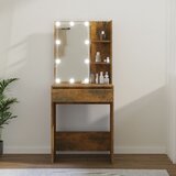 The Living Store Toaletna mizica z LED lučkami dimljeni hrast 60x40x140 cm - Toaletna Mizica, (21671083) | Shoptok.si