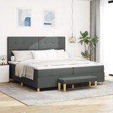 vidaXL Postelja s pomičnim dnom in blazino Temno siva 200x200 cm Tkanina, (22049821) | Shoptok.si