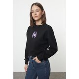 Trendyol Black Spider Printed Regular/Normal Fit Thick Polar Fleece Knitted Sweatshirt | ePonuda.com