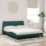 Postelja z vzmetnico temno zelena 160x200 cm žamet | Shoptok.si