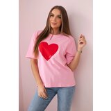 Kesi Cotton blouse with heart print in light pink color | Shoptok.si