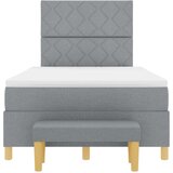  Krevet s boxspringom s madracem i klupom Svjetlosiva 120x190 cm Tkanina | shoptok.hr