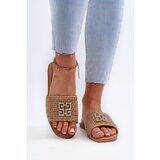 EVENTO Flat Women's Slippers with Weave and Decoration Beige Omenna | ePonuda.com