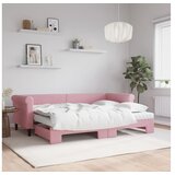 vidaXL Izvlečna dnevna postelja z vzmetnicami roza 80x200 cm | Shoptok.si
