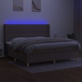  Krevet box spring s madracem LED smeđesivi 200x200 cm tkanina | shoptok.hr