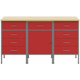  Radni ormar s ladicama 3 kom. Crvena i siva 150 x 55 x 85 cm Slike