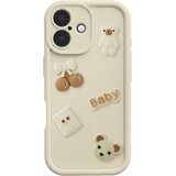AVIZAR Ovitek za iPhone 17 s 3D Kawaii Medvedki in Dvignjenim Robom, Bež, (5000275175) | Shoptok.si