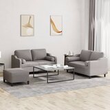  3-dijelni set sofa s jastucima smeđesivi od tkanine Cijene
