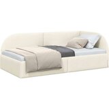 VidaXL Kotna postelja z vzglavjem krema 90 cm x 190 cm blago Slike
