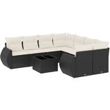 Maison Chic Seti vrtnega pohištva - Vrtna garnitura - Vrtni pohištvo set 9-delna z blazinami črn poli ratan, (21798091) | Shoptok.si