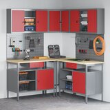 vidaXL Set za shranjevanje orodja v 10 delih, rdeča, iz inženirskega lesa in kovine, (22047449) | Shoptok.si