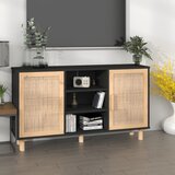 vidaXL Komoda crna 105 x 30 x 60 cm masivna borovina i prirodni ratan Cijene