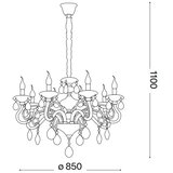Ideal Lux luster na lancu negresco 10x E14/28W/230V, prečnik 85 cm, zlatna | Eponuda.com