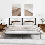  Posteljni okvir brez vzmetnice hrast 183x213 cm inženirski les, (21829171) Cene