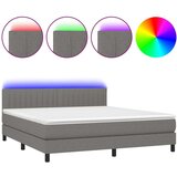  Box spring postelja z vzmetnico LED temno siva 180x200 cm blago, (20789302) | Shoptok.si