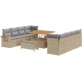  11-dijelni set gardan kauča s jastučićima bež poli ratan akacija 3-dijelni set za večeru u vrtu s jastučićima bež poli ratan ak | shoptok.hr