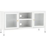 TV ormarić bijeli 105 x 35 x 52 cm od čelika i stakla | shoptok.hr