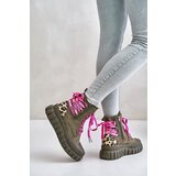 EVENTO Women's Platform Ankle Boots with Lace Up Leopard Pattern Green Edidda | Eponuda.ba