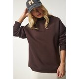  Women's Brown Stand-Up Collar Basic Shark Sweatshirt Cijene