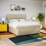 vidaXL Krevet s oprugama i madracem krem 180x200 cm od tkanine | shoptok.hr