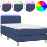  Box spring postelja z vzmetnico LED modra 100x200 cm blago | Shoptok.si