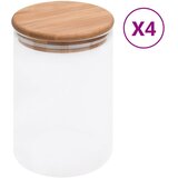 vidaXL Stekleni kozarci s pokrovi iz bambusa 4 kosi 800 ml Cene
