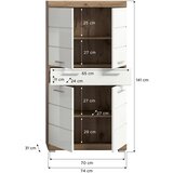 MID.YOU Srednje Visoka Omara Wave, Bela, Hrast | Shoptok.si
