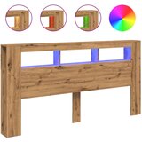 vidaXL led posteljno vzglavje artisan hrast 200x18,5x103,5 cm inž. les, (21653097) Cene