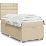 vidaXL Box spring postelja z vzmetnico krem 100x200 cm blago, (21308056) | Shoptok.si