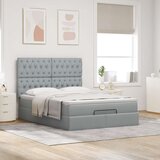 vidaXL Otomanski posteljni okvir z vzmetnico siv 140x190 cm blago | Shoptok.si