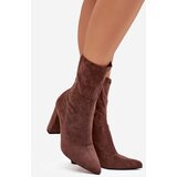 Boto Women's Block Heel Ankle Boots with Stitching Brown Rosivelle | Shoptok.si