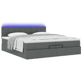 vidaXL Otomanski posteljni okvir z vzmetnicami siv 200x200 cm blago | Shoptok.si