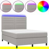  Box spring s madracem LED svjetlosivi 140x190 cm tkanina | shoptok.hr