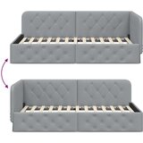 vidaXL Kotna postelja z vzglavjem Svetlo siva 90 x 200 cm blago | Shoptok.si