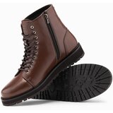 Ombre Men's eco leather shoes with insulated high upper - black Cene