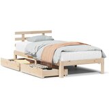 Maison Chic Posteljni okvir - Enojna postelja - Postelja za odrasle s predali 90x200 cm trdna borovina, (21693613) | Shoptok.si