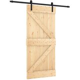  Klizna vrata Prirodna i crna 95 x 210 cm Čvrsta borovina | Eponuda.ba