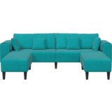  Baršunasta sofa s jastukom s jastukom 3 pcs Tirkizna 208 cm Baršun | shoptok.hr