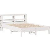 vidaXL Posteljni okvir z vzglavjem bel 135x190 cm trdna borovina, (21303572) Cene