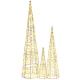 vidaXL Božično drevo med 90 LED 3 pcs Toplo bela 40 cm 60 cm 80 cm PET | Shoptok.si