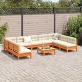  10-dijelni set vrtnih sofa s jastucima voštano smeđi borovine Smeđa | shoptok.hr