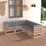 The Living Store Vrtna sedežna garnitura 5-delna z blazinami trdna borovina - Vrtna Sedežna Garnitura, (21475698) | Shoptok.si