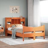 Maison Chic Posteljni okvir - Dvoposteljna postelja - Zakonska postelja brez vzmetnice voščeno rjav 135x190 cm borovina-J13323, (21763575) | Shoptok.si