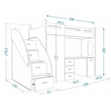 Molarem Home Drveni dječji krevet na kat Zuzia Plus s radnim stolom 200x80 cm - bijeli | shoptok.hr